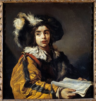 Claude Vignon (1593-1670) Az ifjú énekes festménye, 17. század V. 0,95x0,9 m alkotó: Claude Vignon