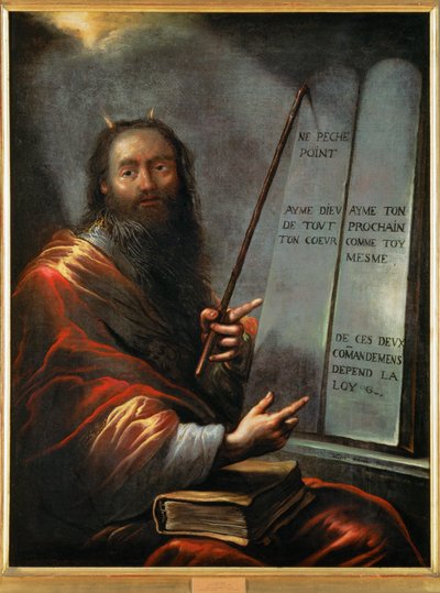 Mózes a törvény tábláival (festmény vászonra) alkotó: Claude Vignon