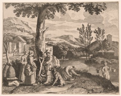 A méhészet, a kerti termesztés és a faoltás, 2. tábla a Pastoralesből alkotó: Claudine Bouzonnet Stella