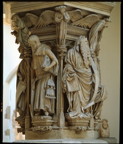 Mózes kútja - Claus Sluter (1340-1405/6) holland művész remekműveként elismert szobor - Flamand gótikus művészet: talapzat Daniel, Zaccharie, Isaiah (balra), Mózes (jobbra), Jeremie és David ábrázolásával. Claus Sluter (1350-1406) alkotó: Claus Sluter