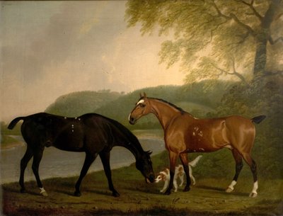 Lovak és kutya a tájban, 1830 körül alkotó: Clifton Tomson