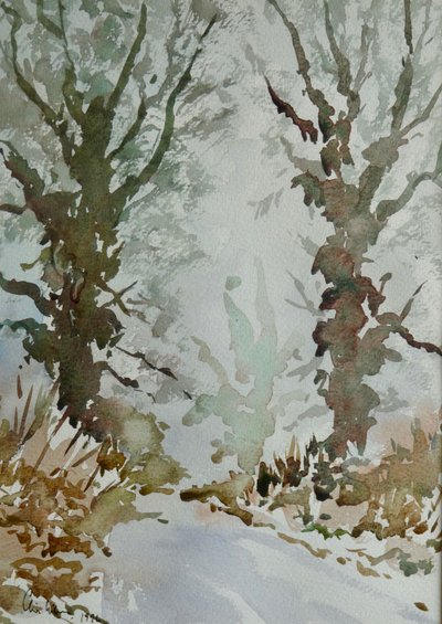 A tölgyek - fagyos ködös reggel alkotó: Clive Wilson