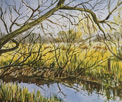 Water Meadows, Kintbury, május eleji délután alkotó: Clive Wilson