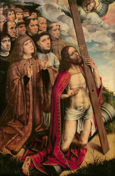 Krisztus, a közbenjáró Szép Fülöp (1478-1506) és kíséretével, bal oldali tábla egy oltárképről (lásd még: 223221) alkotó: Colijn de Coter