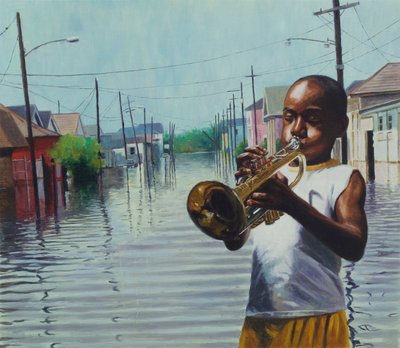 Fiú kürttel, 2010 (olaj a fedélzeten) alkotó: Colin Bootman