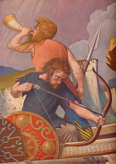 A King Alfreds hosszúhajói 877-ben legyőzik a dánokat, 1925-1927 alkotó: Colin Unwin Gill