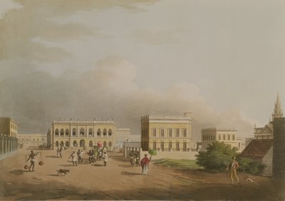 The Old Court House, Calcutta, 17. tábla a Huszonnégy nézetből Hindostanban, vésette Harradon, kocsma. írta: Edward Orme (1774-1820 körül) 1805 (akvatinta) alkotó: Colonel Francis Swain Ward