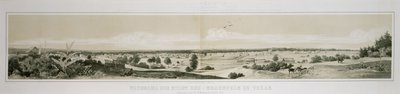 Panoráma a texasi New Braunfels városáról a délnyugati oldalról 1847 nyarán alkotó: Conrad Caspar (after) Rordorf