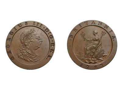 Szekérkerék kétpennys, 1797 (bronz) alkotó: Conrad Heinrich Küchler