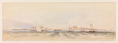 Montevideo kikötője, 1878 körül (akvarell) alkotó: Conrad Martens