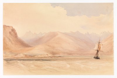 A HMS "Beagle" kutatóhajó a Beagle-csatornában, Dél-Amerikában alkotó: Conrad Martens