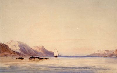 A HMS "Beagle" kutatóhajó a Beagle-csatornában, Tierra del Fuego (Tűzföldön) alkotó: Conrad Martens
