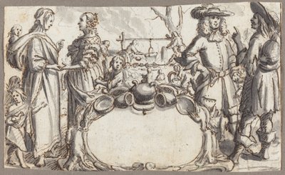 A szegénység és gazdagság allegóriája (toll és barna tinta, szürke mosással, fektetett papírra) alkotó: Conrad Meyer