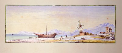 Bordighera Beach, Consalvo Carelli (1818-1900), Olaszország alkotó: Consalvo Carelli