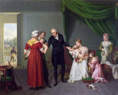 Jean Louis Alibert báró (1768-1837) a himlő elleni oltást végezte a Liancourt-i kastélyban, kb. 1820 alkotó: Constant Joseph Desbordes