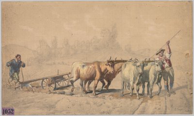 Ekét húzó négy ökör, 1853. alkotó: Constant Troyon