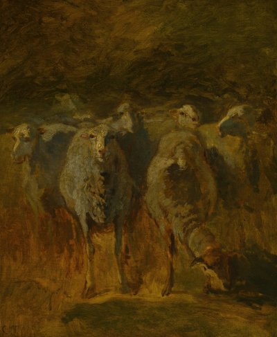 Befejezetlen tanulmány a juhokról, c. 1850. alkotó: Constant Troyon