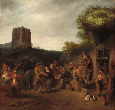 Vidámság a fogadó közelében, 1650-es évek eleje. alkotó: Constantijn van Renesse