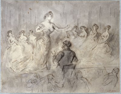 Kávéházi koncert jelenete, zenekar és énekesnők, 1875-1880 körül alkotó: Constantin Guys