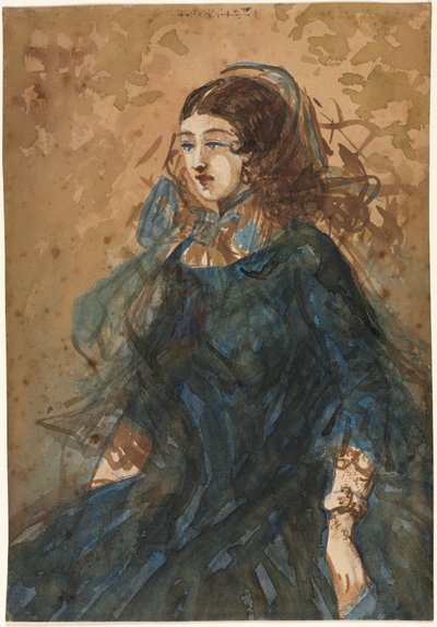 Nő kék ruhában recto, háborús táborozási jelenet, 1855-1860. alkotó: Constantin Guys