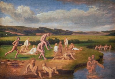 Fürdőző és játszó fiúk alkotó: Constantin Hansen