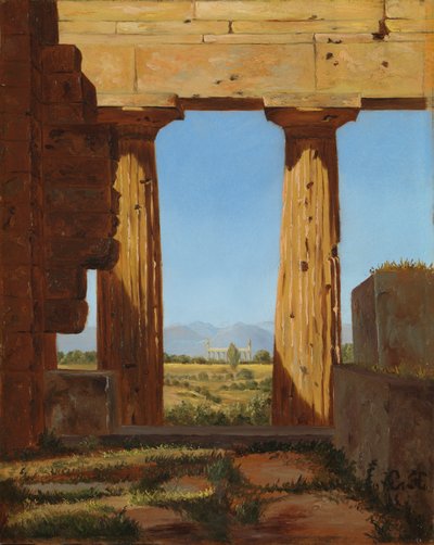 A Paestumi Neptun-templom oszlopai, 1838. alkotó: Constantin Hansen