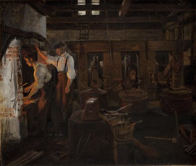 A hellebæki régi kalapácsos malom belseje alkotó: Constantin Hansen
