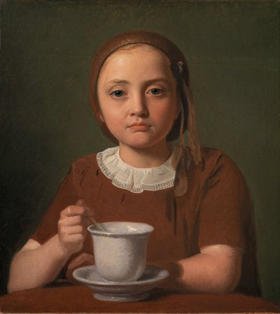Kislány, Elise Købke, előtte egy kupával, 1850. alkotó: Constantin Hansen