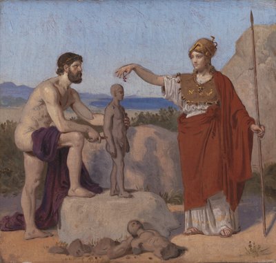 Prométheusz agyagból formáló ember alkotó: Constantin Hansen