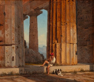 Kilátás a Paestumban található Poszeidón-templomra alkotó: Constantin Hansen