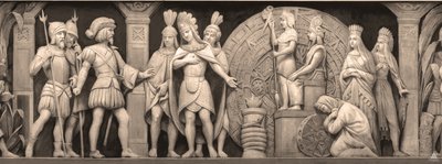 Cortez és Montezuma a mexikói templomban A fríz az Egyesült Államok Capitoliumának rotundájában, 186 alkotó: Constantino Brumidi