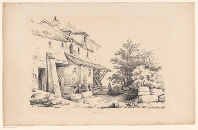 Házak egy sziklás tájon A táj (sorozat címe) alkotó: Constantinus Cornelis Huysmans