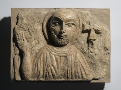 Egy szent mellszobra, Egyiptomból, 4-5. század (festett mészkő) alkotó: Coptic Coptic