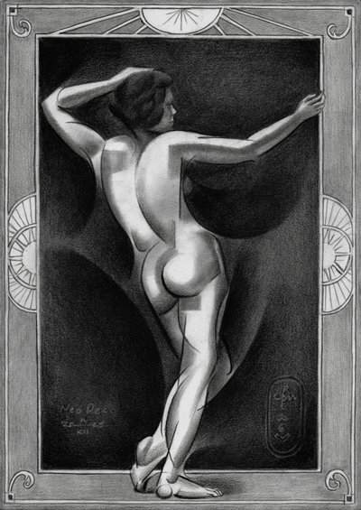 Art deco stílusú meztelen alak alkotó: Corné Akkers