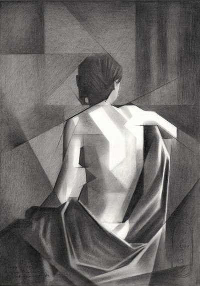 Geometrikus drapírozott alak alkotó: Corné Akkers