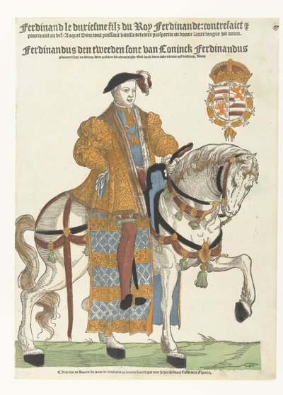 Tiroli Ferdinánd portréja lóháton alkotó: Cornelis Anthonisz. (manner of)
