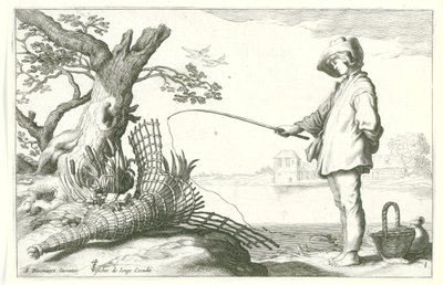 A fiatal halász Négy pásztorjelenet (sorozat címe) alkotó: Cornelis Bloemaert (II) (possibly)