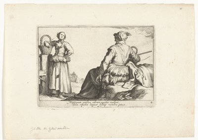 Két parasztasszony Pásztori jelenetek (sorozat címe) Otia delectan (sorozat címe) alkotó: Cornelis Bloemaert (II)