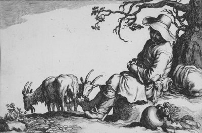 Pásztorkodás kecskepásztorral és kecskékkel, a Tizenhat paraszti alany sorozatból, 17. század. alkotó: Cornelis Bloemaert