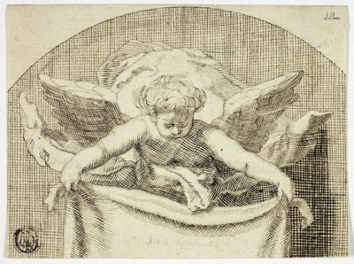 Putto Holding Sudarium alkotó: Cornelis Bloemaert