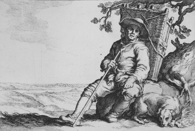 Utazó kutyával, a Tizenhat paraszti alany című sorozatból, 17. század. alkotó: Cornelis Bloemaert