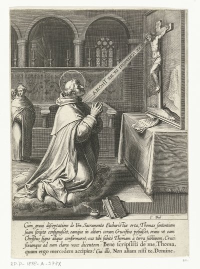 Aquinói Szent Tamás egy feszülettel beszélget Aquinói Szent Tamás élete (sorozat címe) alkotó: Cornelis Boel