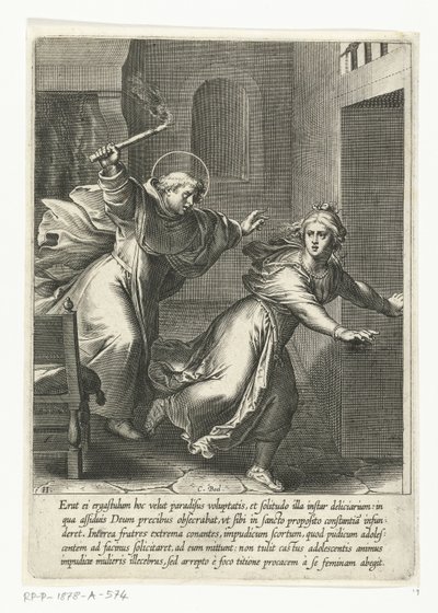 Thomas üldözi a kísértést Aquinói Szent Tamás élete (sorozat címe) alkotó: Cornelis Boel