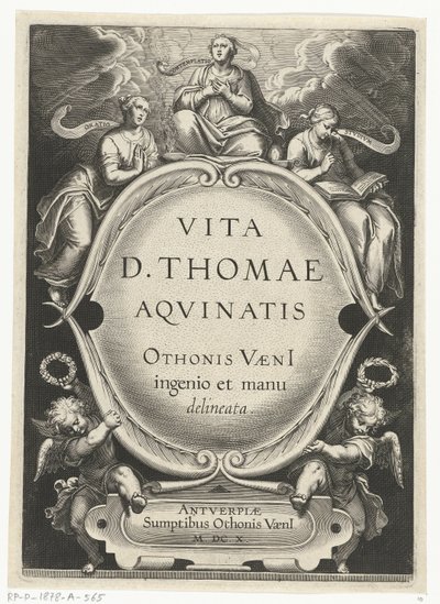 Címnyomat: Otto van Veen, Vita D. Thomae Aqvinatis, Antwerpen, 1610 Aquinói Szent Tamás élete (sorozat címe) alkotó: Cornelis Boel