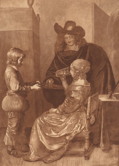 Cavalier és Lady with a Page, 1779, 1781-ben jelent meg. alkotó: Cornelis Brouwer