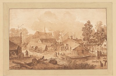 Kilátás a falura tóval alkotó: Cornelis Brouwer