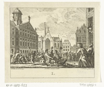 Felkelés Daniël Raap temetésén az amszterdami Dam téren 1754-ben alkotó: Cornelis Brouwer