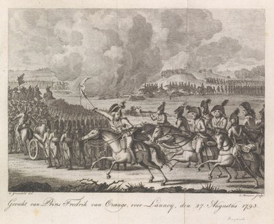 William George Frederik herceg a lannoyi csatában, 1793 Frigyes orániai herceg csata Lannoy előtt, 1793. augusztus 27. (cím a tárgyon) alkotó: Cornelis Brouwer