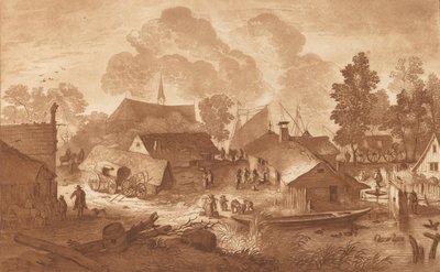 Község tavacskával, c. 1782. alkotó: Cornelis Brouwer