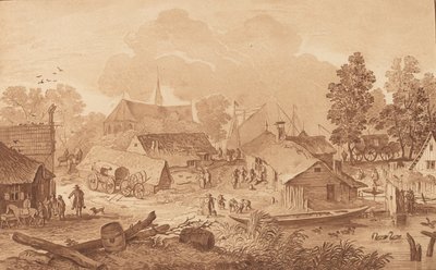 Község tavacskával, c. 1782. alkotó: Cornelis Brouwer